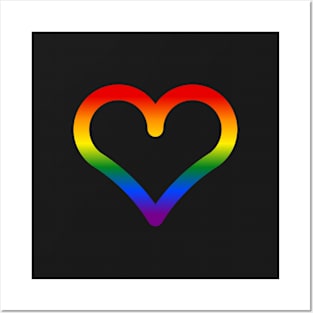 Outlined Rainbow LGBT Heart Posters and Art